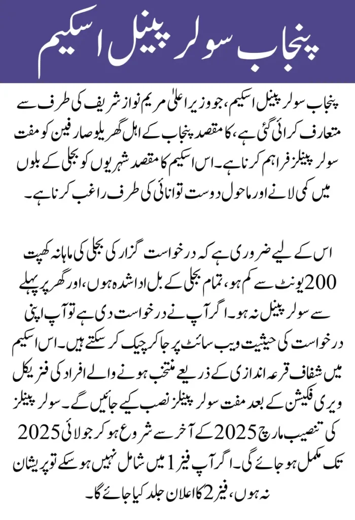 Punjab Solar Panel Scheme