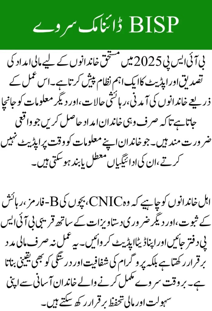 BISP Dynamic Survey Update