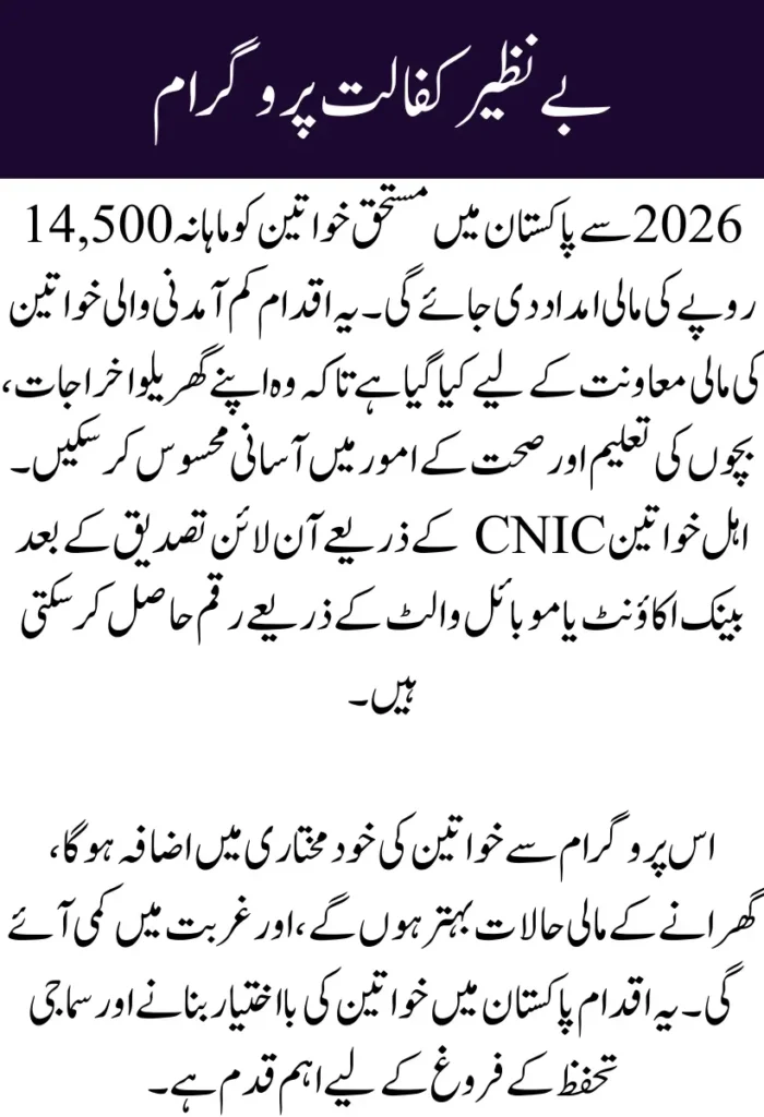 Benazir Kafalat Program Budget Increased Women