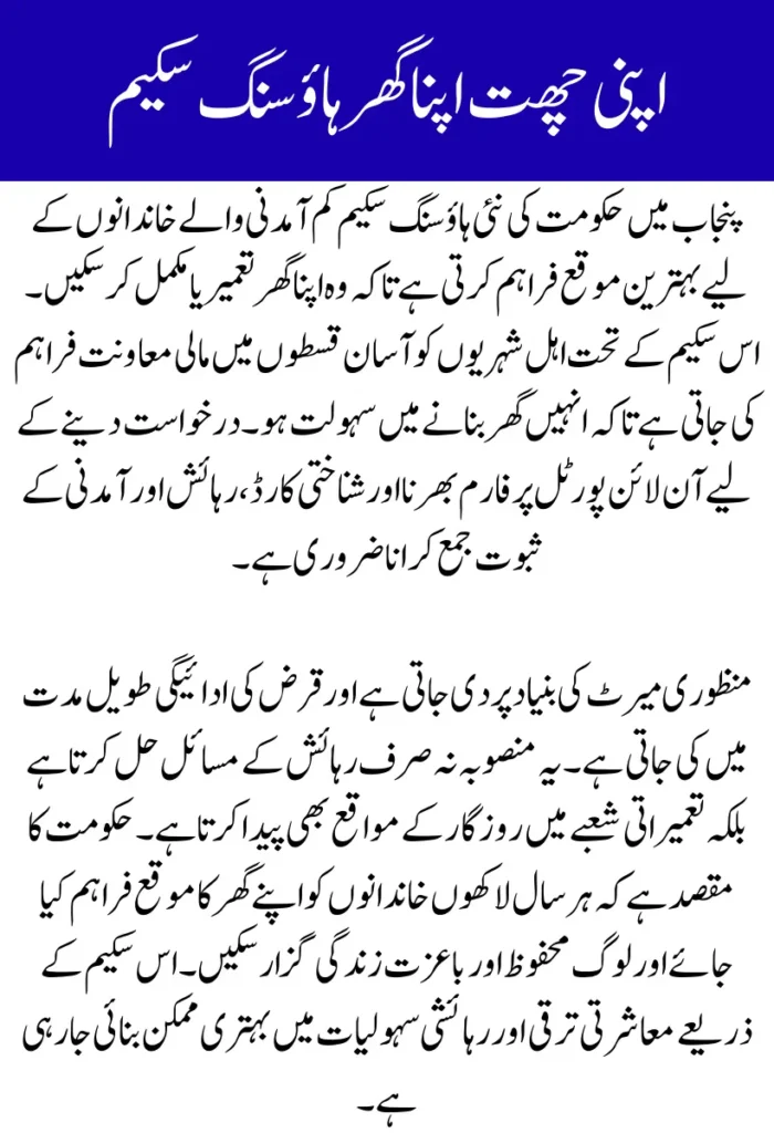 Apni Chhat Apna Ghar Housing Scheme 2026