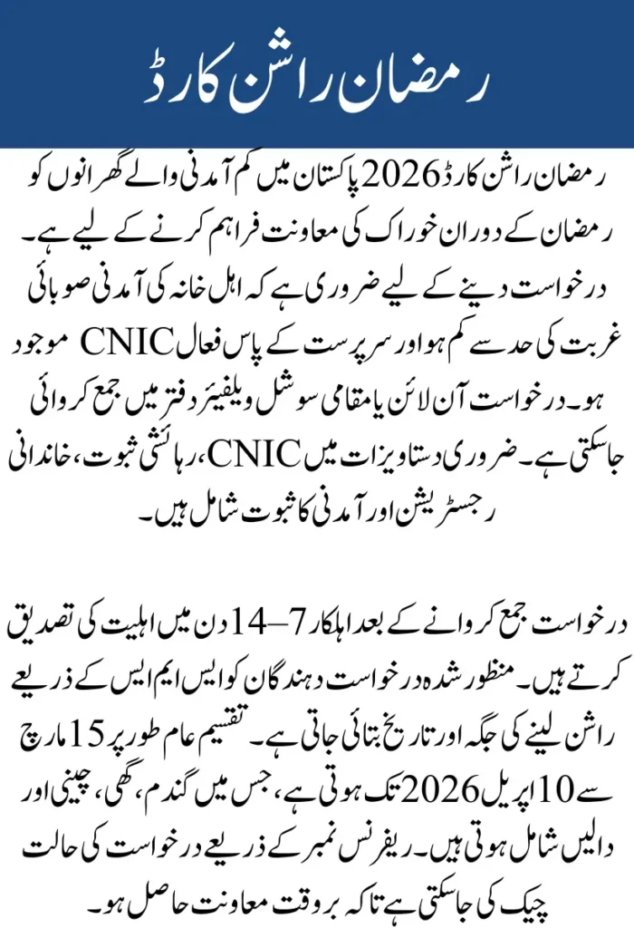 Ramzan Ration Card 2026